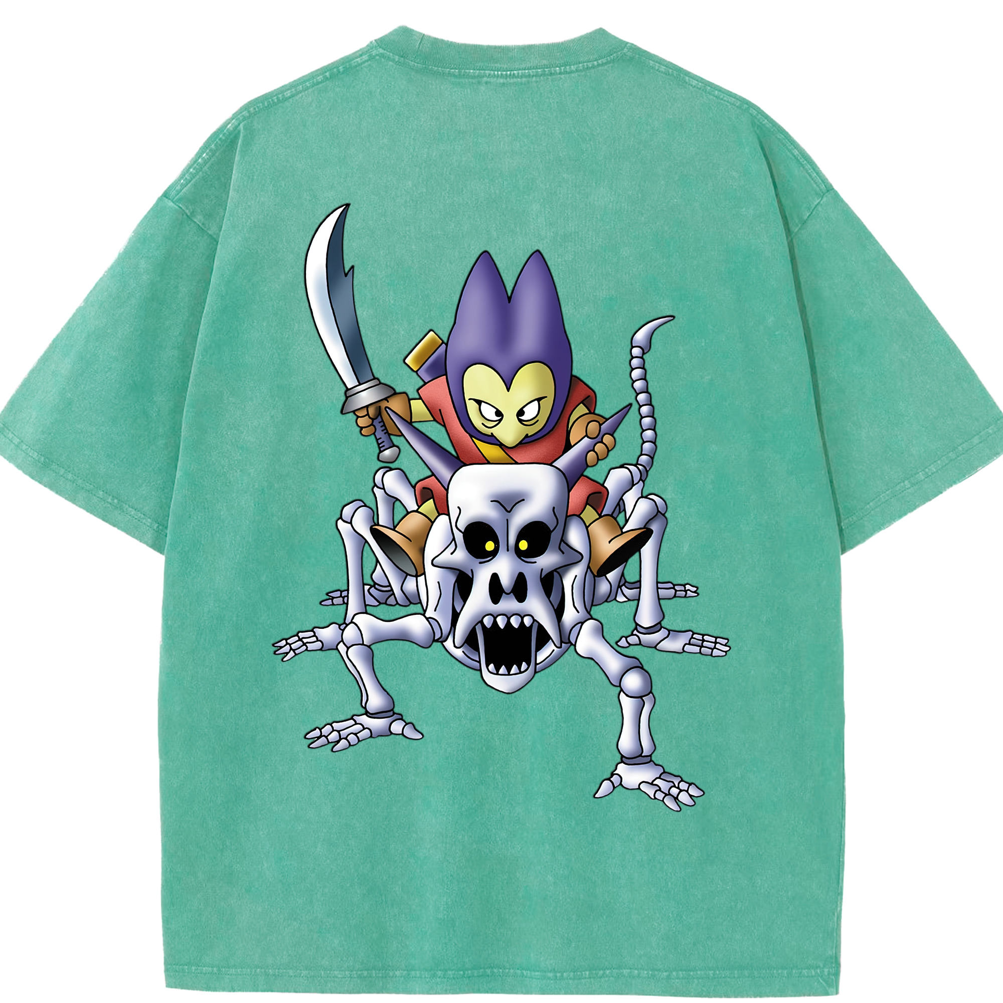 （画像用） ドラゴンクエスト Doragon Kuesuto Dragon Quest 綿100% ヴィンテージ風 半袖Tシャツ（背面プリント）